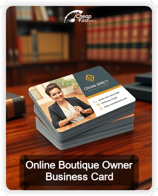 Online Boutique Owner business card design sample