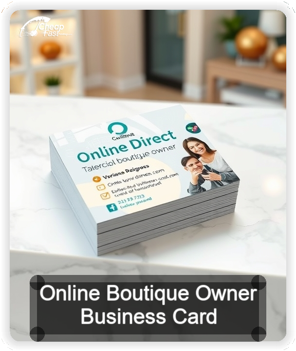 Online Boutique Owner business card design sample