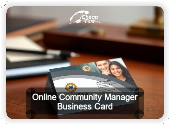 Online Community Manager business card design sample