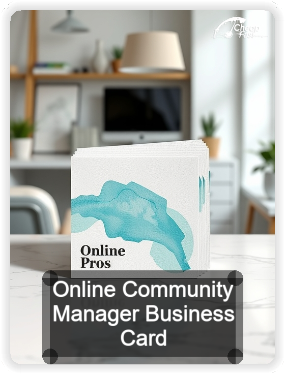 Online Community Manager business card design sample