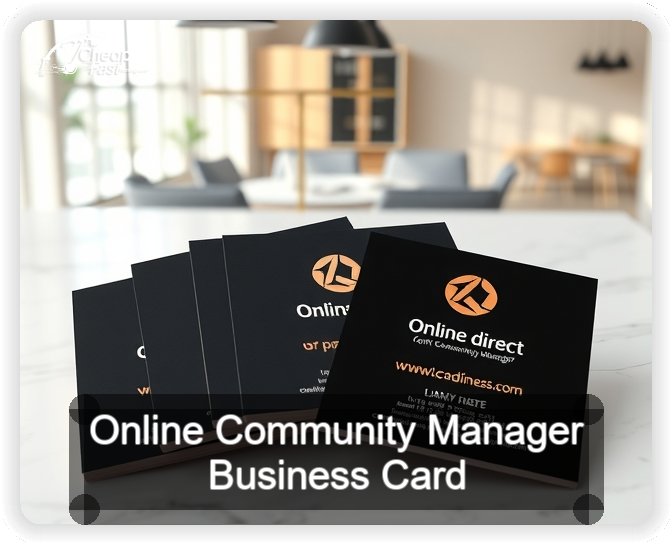 Online Community Manager business card design sample