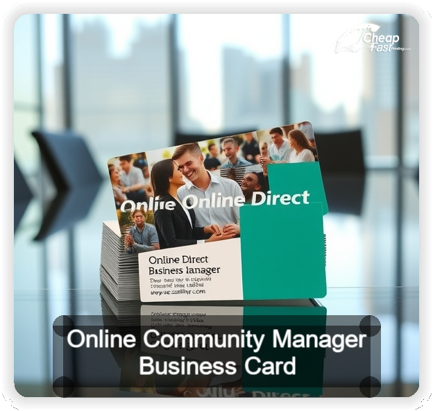 Online Community Manager business card design sample