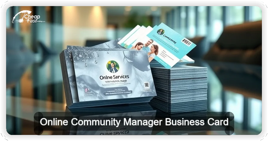 Online Community Manager business card design sample