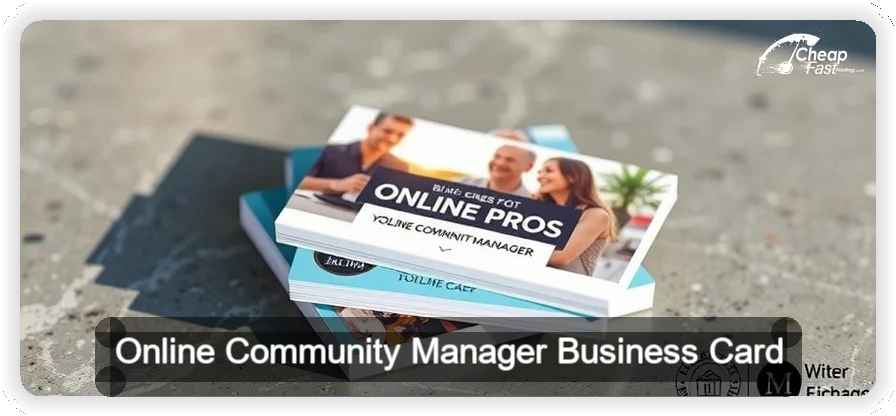 Online Community Manager business card design sample