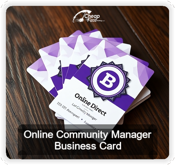 Online Community Manager business card design sample