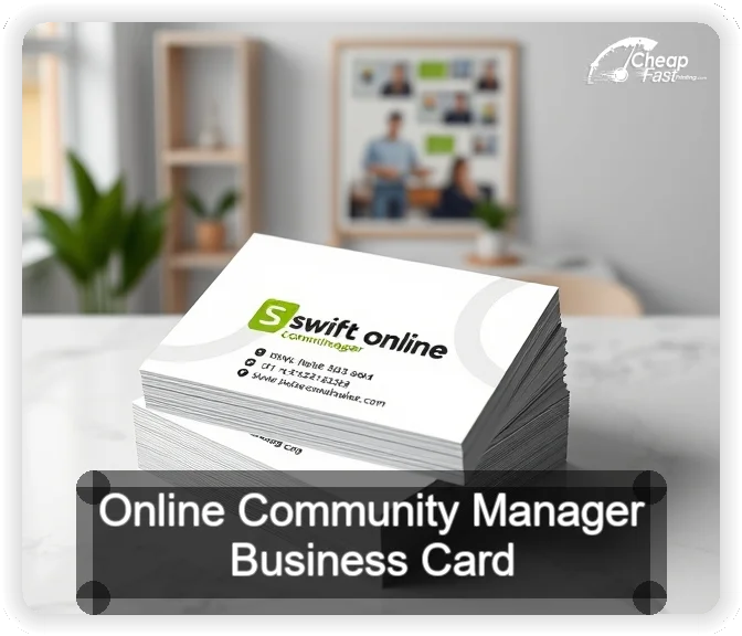 Online Community Manager business card design sample