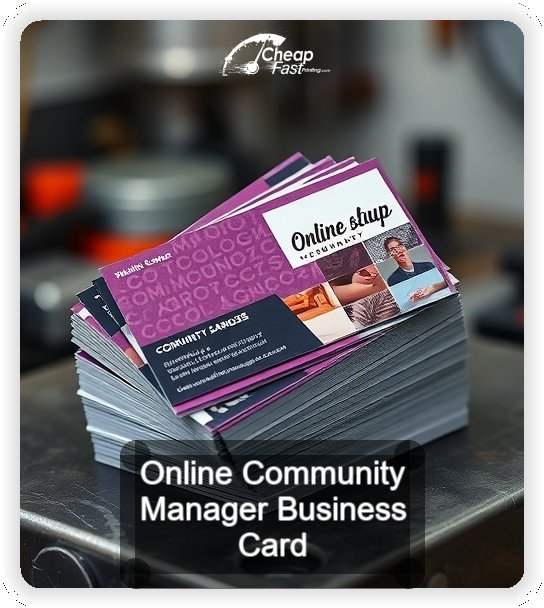 Online Community Manager business card design sample