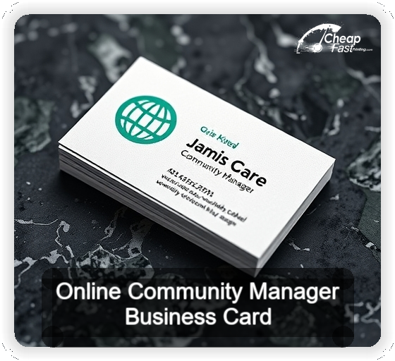 Online Community Manager business card design sample