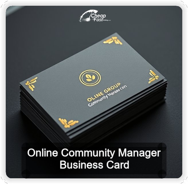 Online Community Manager business card design sample