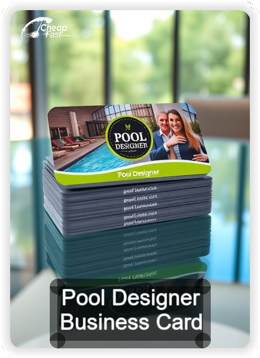 Pool Designer business card design sample