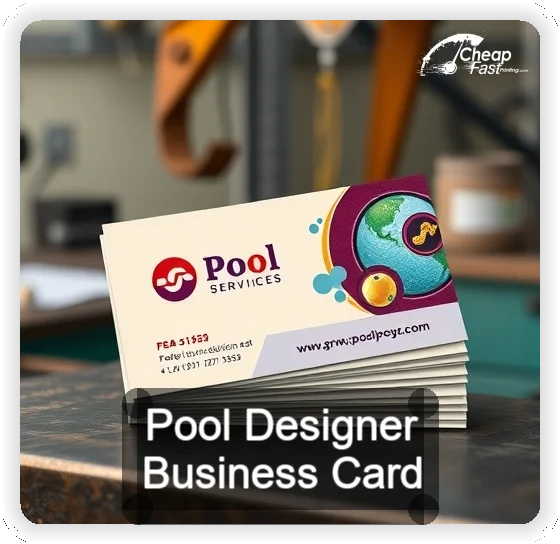 Pool Designer business card design sample