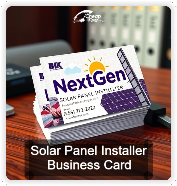 Solar Panel Installer business card design sample