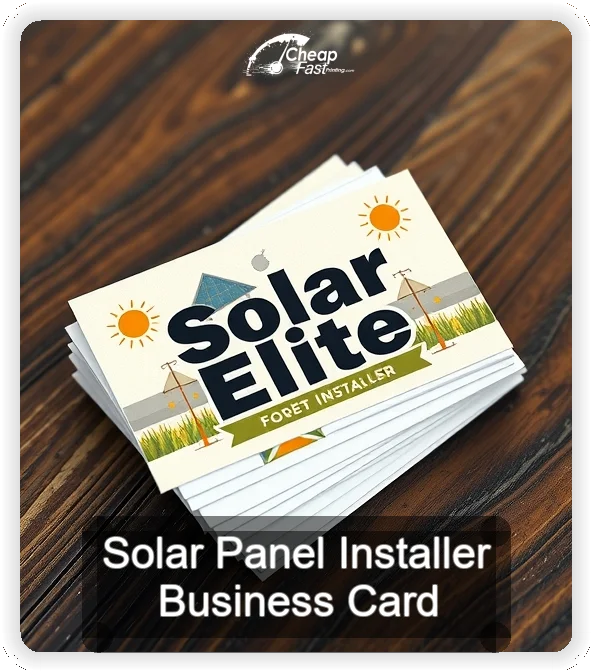 Solar Panel Installer business card design sample