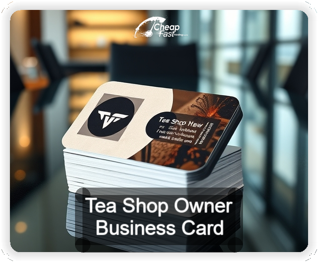 Tea Shop Owner business card design sample