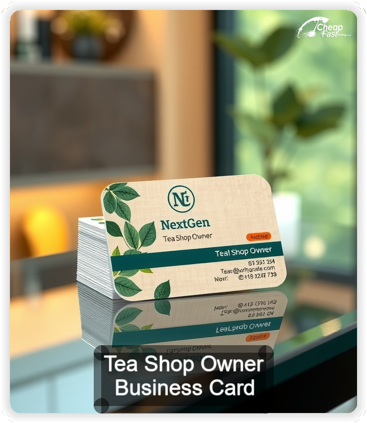 Tea Shop Owner business card design sample