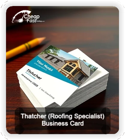 Thatcher Roofing Specialist business card design sample
