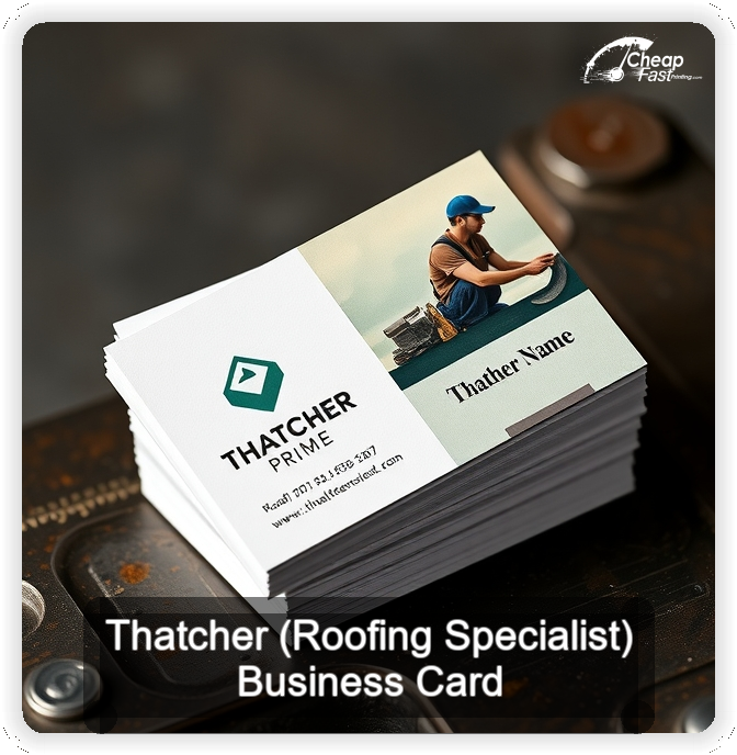 Thatcher Roofing Specialist business card design sample