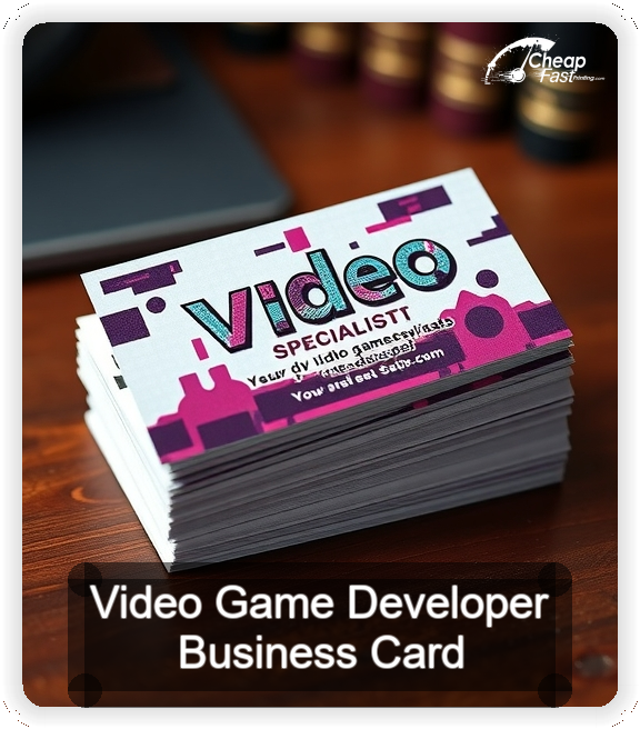 Video Game Developer business card design sample