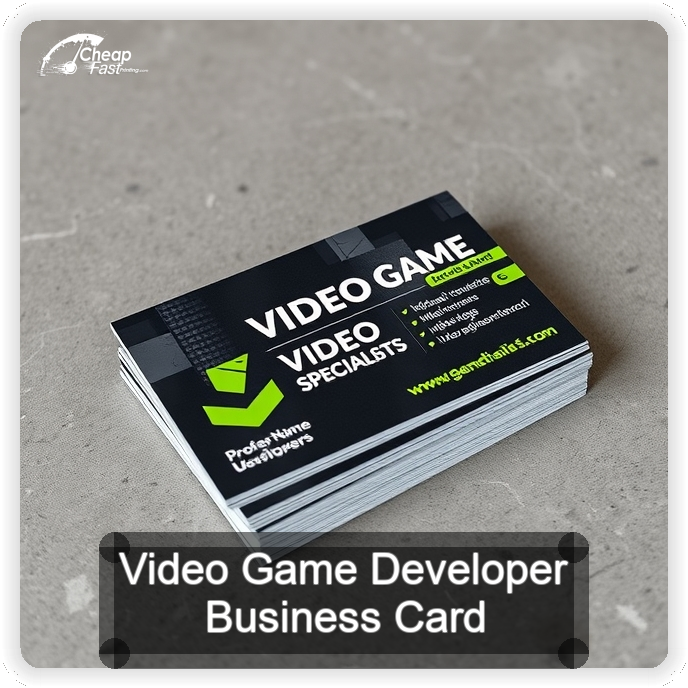 Video Game Developer business card design sample