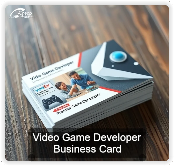 Video Game Developer business card design sample