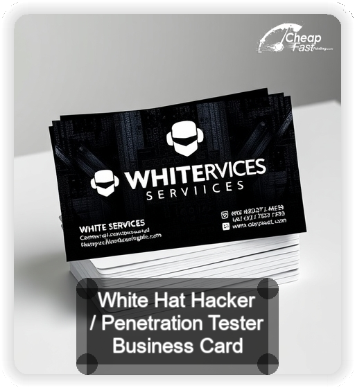White Hat Hacker Penetration Tester business card design sample