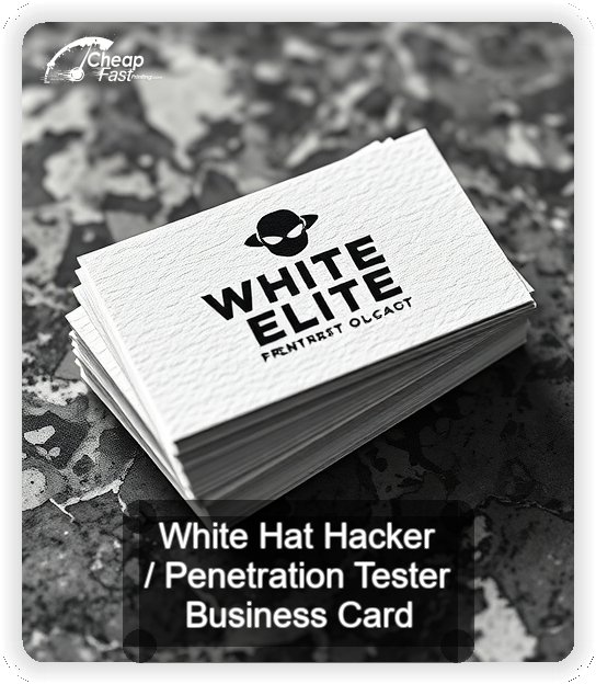 White Hat Hacker Penetration Tester business card design sample