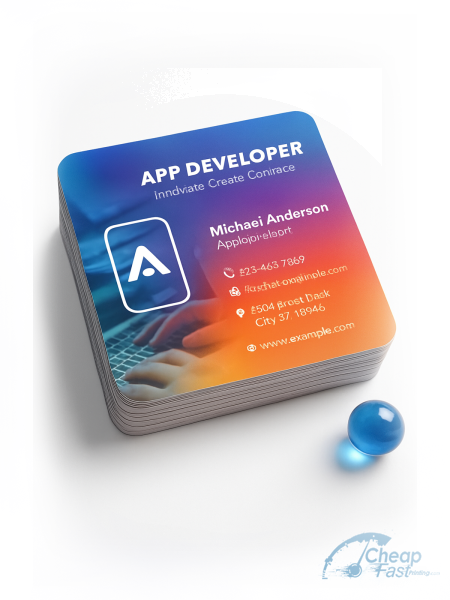 250 Affordable Rounded Corners 2x2 14pt Uncoated App Developer Business Cards