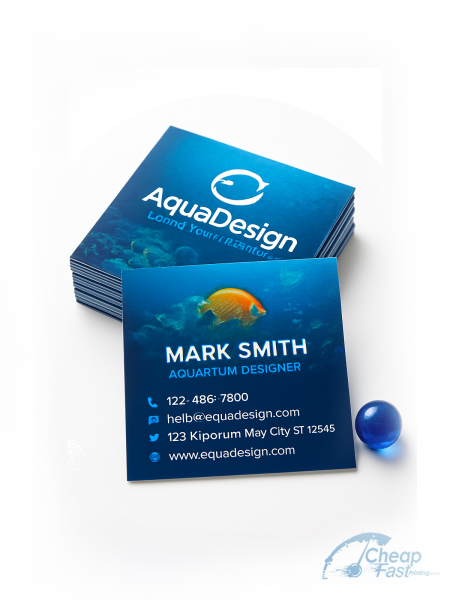500 Economical Square 2x2 16pt Premium Matte Aquarium Designer Installer Business Cards