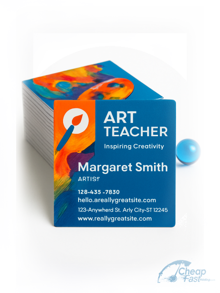 500 Economical Square 2x2 16pt Premium Matte Art Teacher Business Cards