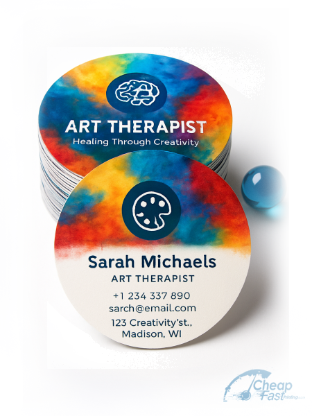 1000 Low Cost Circle 3" Circle 16pt Premium Glossy Art Therapist Business Cards