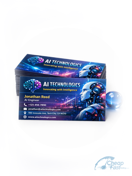 100 Inexpensive Slim Rectangle 1.5x3.5 18pt Premium Kraft Artificial Intelligence Engineer Business Cards