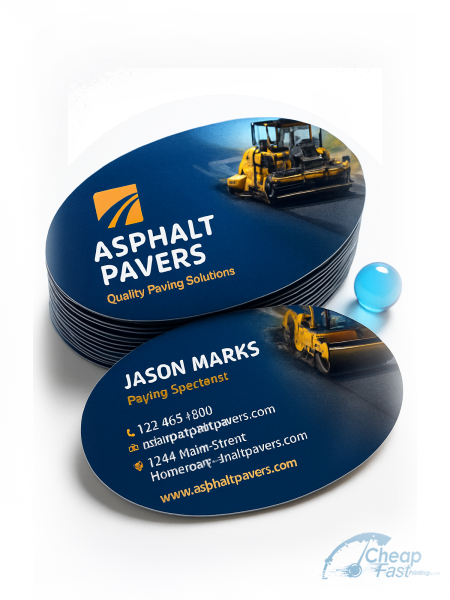 500 Fast Oval 2.5x3.5 18pt Ultra Premium Pearl Asphalt Paver Business Cards