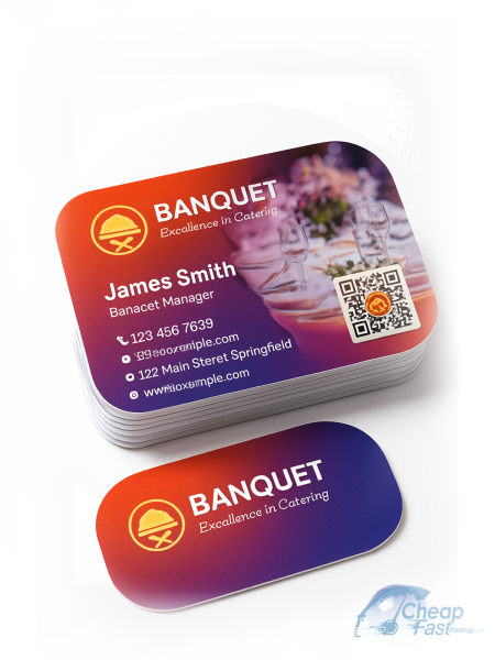 5000 Accelerated Half Circle 3.5x1.75 16pt Premium Glossy Banquet Manager Business Cards