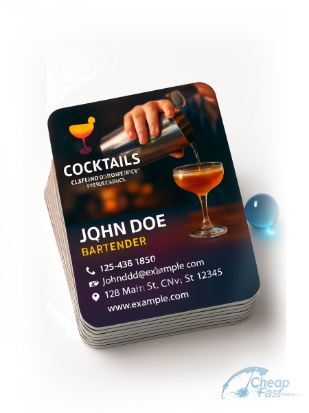 250 Affordable Rounded Corners 2x2 14pt Uncoated Bartender Business Cards