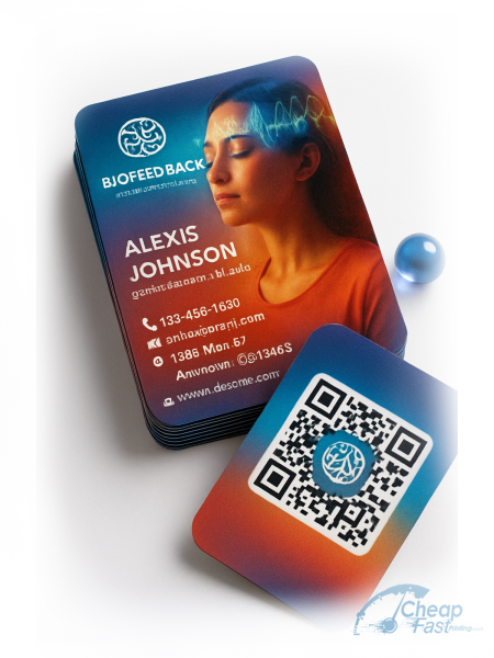 1000 Low Cost Rounded Corners 2x3.5 18pt Ultra Premium Pearl Biofeedback Specialist Business Cards