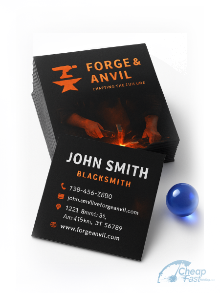 2500 Best Value Square 2x2 38pt Trifecta Black Blacksmith Business Cards