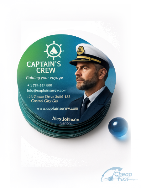 5000 Discount Circle 3" Circle 24pt Trifecta Green Boat Captain Business Cards