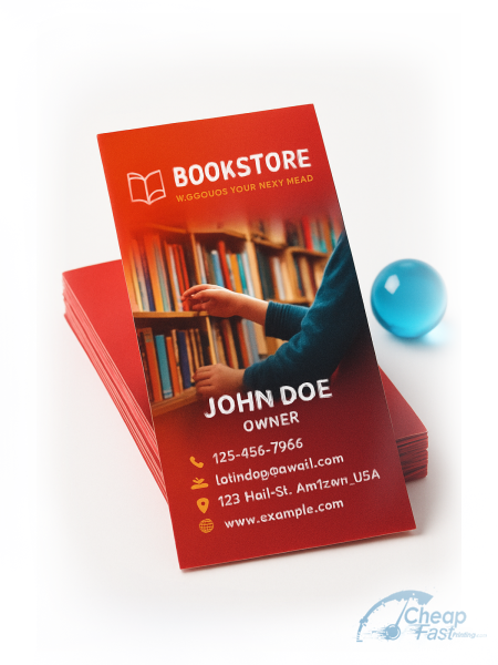 500 Low Priced Slim Rectangle 1.5x3.5 38pt Trifecta Red Bookstore Owner Business Cards