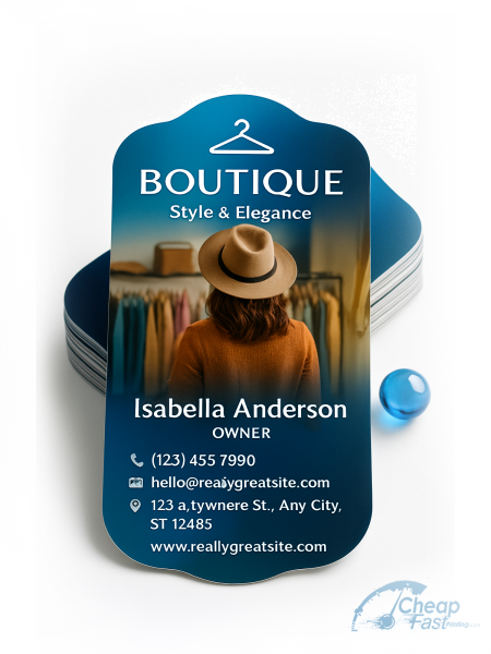 1000 Bargain Die Cut 2x3.5 14pt Gloss Boutique Owner Business Cards