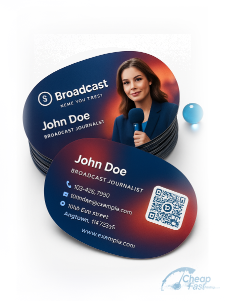2500 Budget Oval 2.5x3.5 100lb Matte Cover Broadcast Journalist Business Cards
