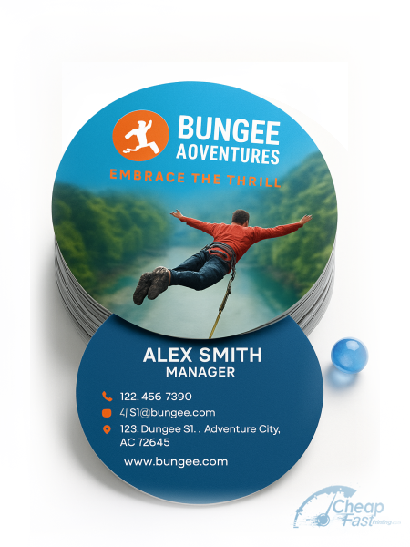 250 Wallet Friendly Circle 3" Circle 100lb Matte Cover Bungee Jump Operator Business Cards