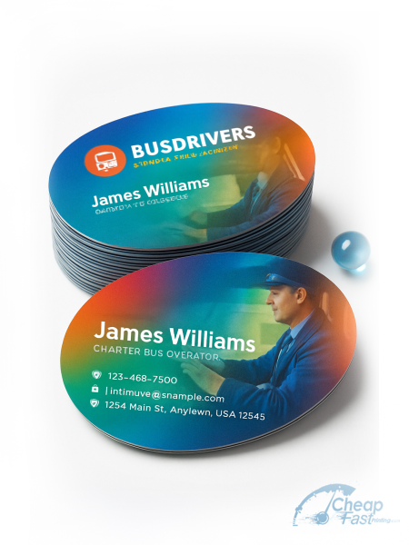 500 Price Savvy Oval 2.5x3.5 13pt Premium Linen Bus Driver Charter Business Cards