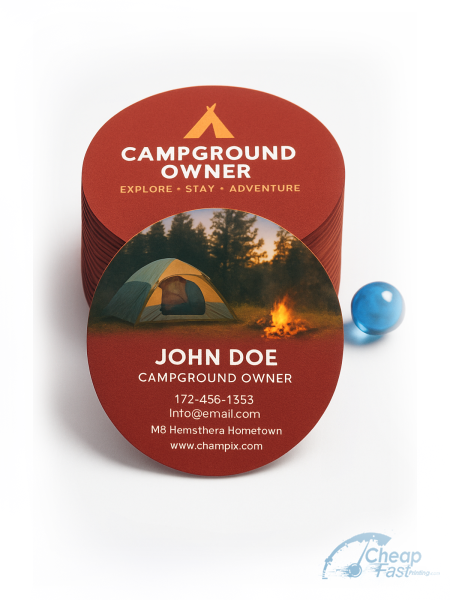 1000 Quick Circle 3" Circle 38pt Trifecta Red Campground Owner Business Cards