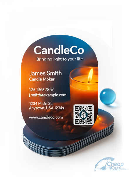 2500 Rapid Oval 2.5x3.5 14pt Gloss Candle Maker Business Cards