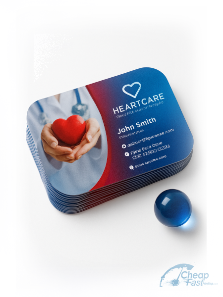 5000 Discount Half Circle 3.5x1.75 13pt Premium Linen Cardiologist Business Cards