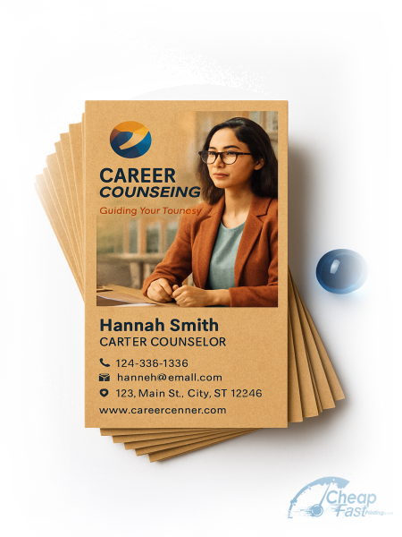 100 Inexpensive Slim Rectangle 1.5x3.5 18pt Premium Kraft Career Counselor Business Cards