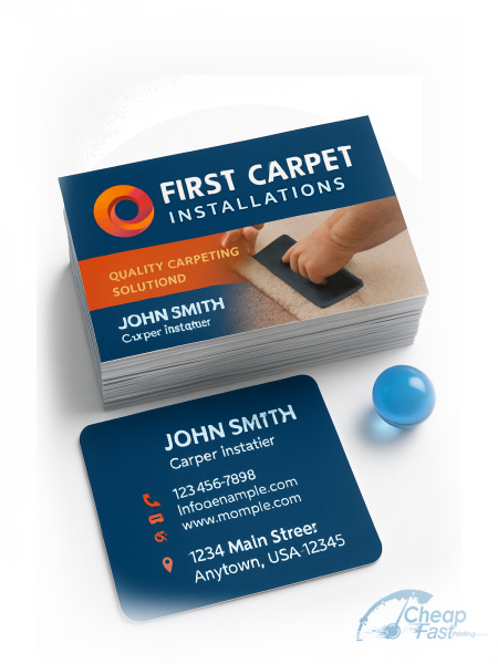 500 Low Priced Standard Rectangle 2x3.5 18pt Ultra Premium Smooth White Carpet Installer Business Cards