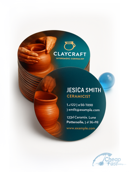 5000 Accelerated Circle 3" Circle 18pt Ultra Premium Pearl Ceramicist Potter Business Cards