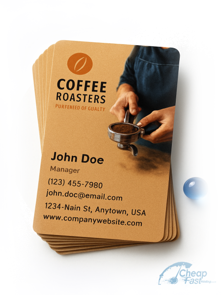 100 Inexpensive Slim Rectangle 1.5x3.5 18pt Premium Kraft Coffee Roaster Business Cards