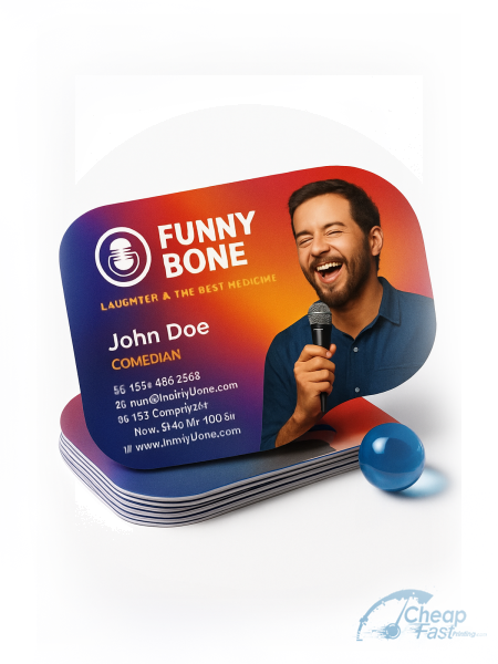 1000 Bargain Half Circle 3.5x1.75 100lb Matte Cover Comedian Business Cards